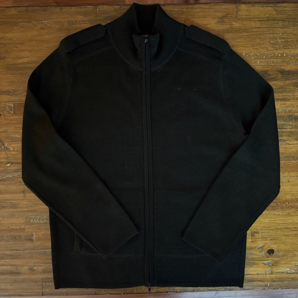 American Airlines Wool Blend Zip Sweater Large Black‎ Uniform Crew